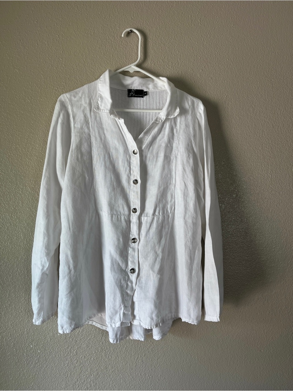 Fenini White Ribbed Button-Up Shirt - Picture 3 of 11